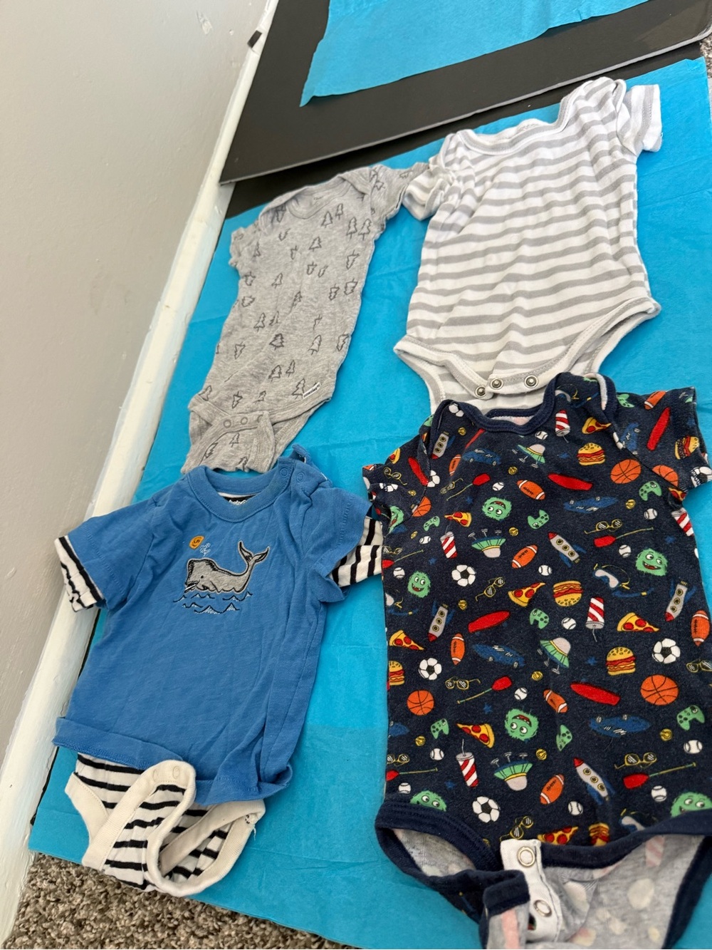 GAP Baby Striped Onesie with Blue Trim